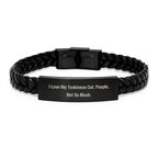 Funny Tonkinese Cat Gifts from Friends for Birthday - Interlaced Leather Bracelet with Stainless Steel Quote