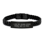 A Funny Afghan Hound Dog Christmas Unique Gift for Women Friends - Interlaced Leather Bracelet with Quirky Quote - Gifts from Friends to Family