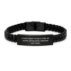 Funny Himalayan-Persian Cat Mom Gifts for Her, Christmas Unique Presents with Interlaced Leather Bracelet, Engraved Stainless Steel for Mom