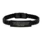 Funny Hemingway Cat Gifts for Women - I Just Want To Be A Stay At Home Hemingway Cat Mom Interlaced Leather Bracelet, Christmas Unique Gifts from Friends