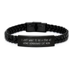 Funny Hemingway Cat Mom Interlaced Leather Bracelet Gifts for Women from Husband on Valentine's