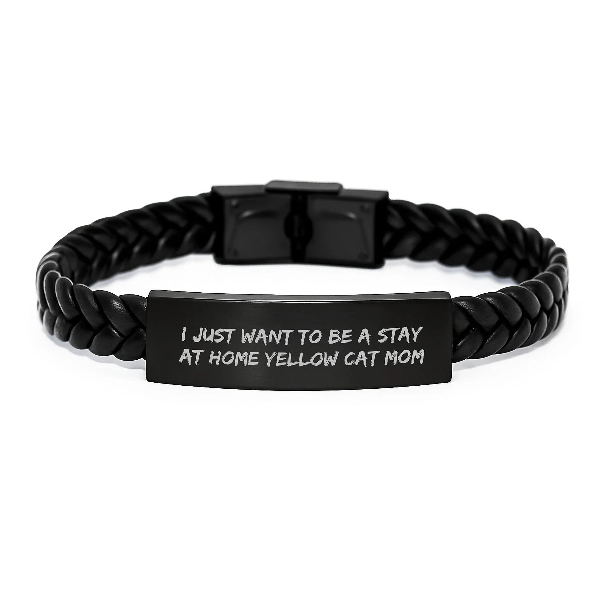 Funny Yellow Cat Mom Gifts from Friends for Her on Birthday - Interlaced Leather Bracelet