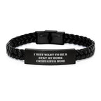 Chihuahua Dog Mom Gifts from Friends Unique Birthday Interlaced Leather Bracelet - I Just Want To Be A Stay At Home Chihuahua Mom Quote, Gifts for Chihuahua Dog Lovers
