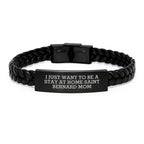 Funny Saint Bernard Dog Gifts, Interlaced Leather Bracelet for Stay at Home Mom, Saint Bernard Dog Mom Birthday Unique Gifts from Family