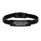 Saint Bernard Dog Mom Gifts, I Just Want To Be A Stay At Home Saint Bernard Mom Interlaced Leather Bracelet, Birthday Presents for Saint Bernard Dog Lovers, Gifts from Mom to Saint Bernard Dog