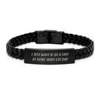 Tabby Cat Dad Gift Funny Interlaced Leather Braces for Men from Family Friends Coworkers on Birthday