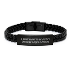 Funny Calico Cat Lover Gifts, Interlaced Leather Bracelet for Men Birthday Unique Gifts from Friends, Family, Coworkers, 'I Just Want To Be A Stay At Home Calico Cat Dad' - Image 1