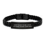 Funny Maine Coon Cat Gifts for Men - I Just Want To Be A Stay At Home Dad Christmas Unique Gifts from Husband to Husband with Interlaced Leather Bracelet