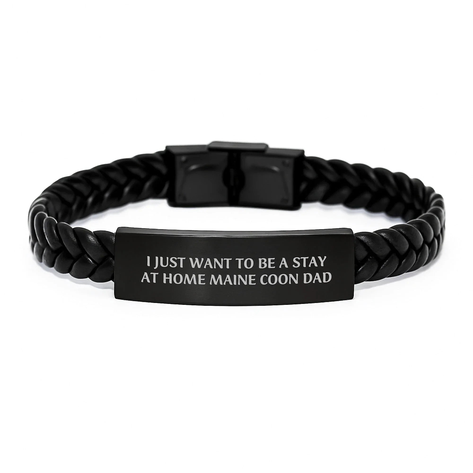 Funny Maine Coon Cat Gifts for Men - I Just Want To Be A Stay At Home Dad Christmas Unique Gifts from Husband to Husband with Interlaced Leather Bracelet