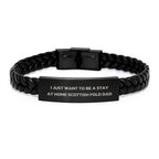 Funny Scottish Fold Cat Gifts for Men from Dad - Interlaced Leather Bracelet, Birthday Unique Presents