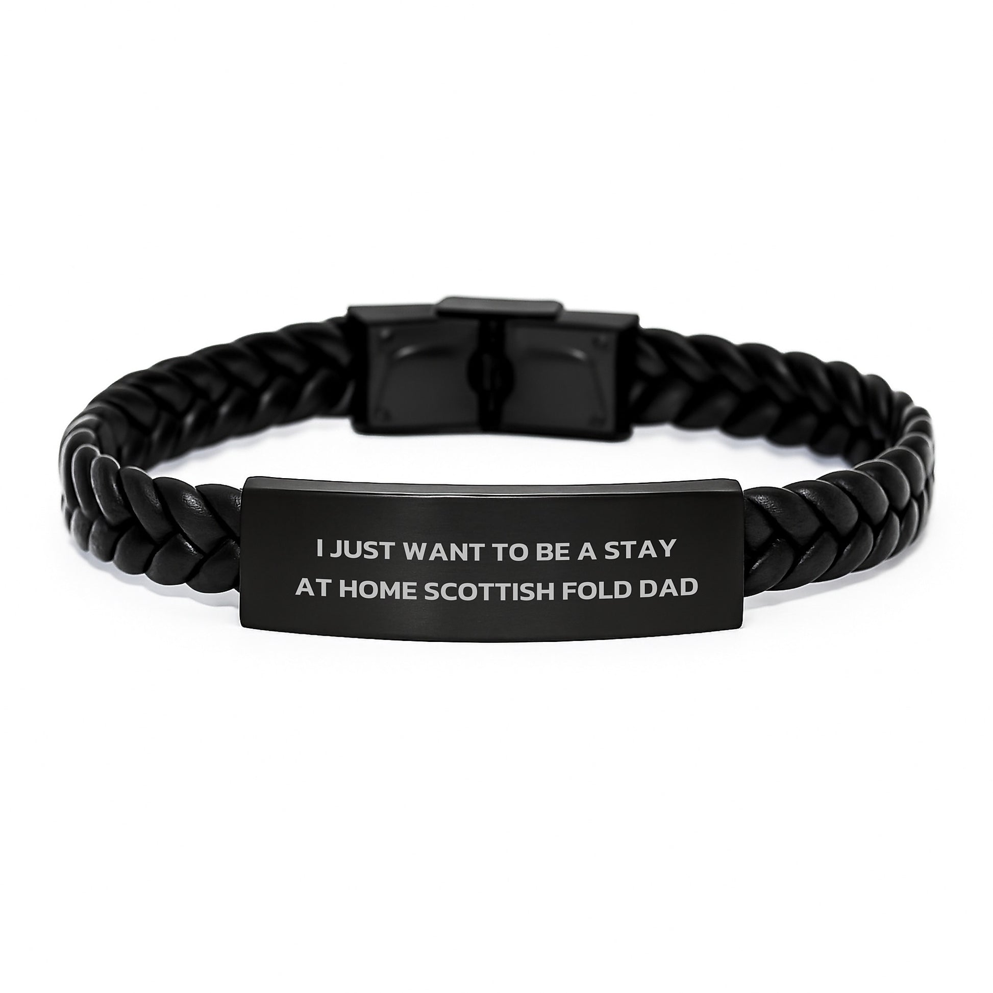 Funny Scottish Fold Cat Gifts for Men from Dad - Interlaced Leather Bracelet, Birthday Unique Presents - Image 1