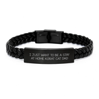 Funny Korat Cat Dad Gifts, I Just Want To Be A Stay At Home Korat Cat Dad Interlaced Leather Bracelet, Birthday Unique Gifts from Men to Korat Cat Lovers