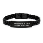 Funny Beagle Dad Gifts from Men to Family Members - I Just Want To Be A Stay At Home Beagle Dad Interlaced Leather Bracelet for Beagle Dog Lovers on Graduation