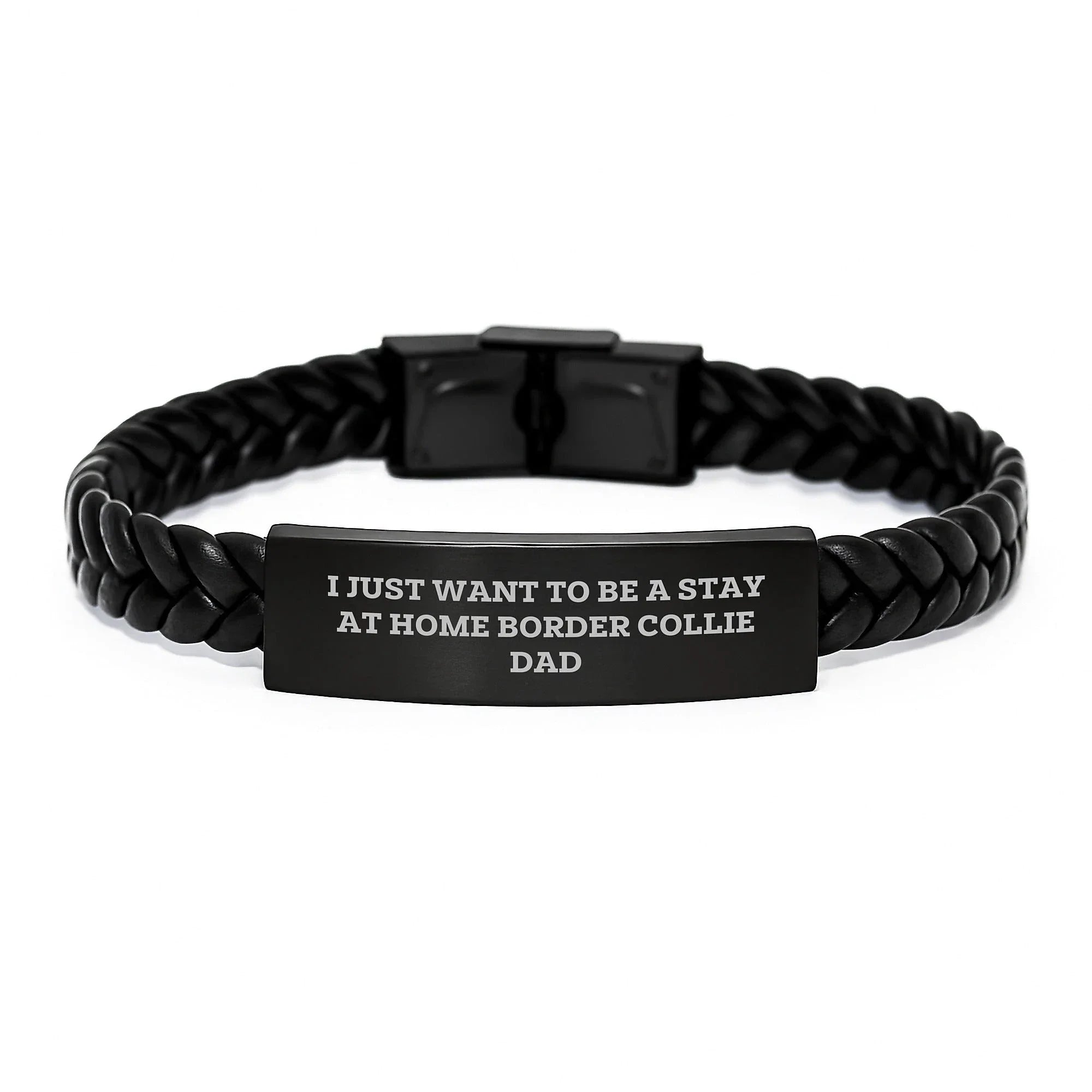 Funny Border Collie Dad Interlaced Leather Bracelet Gifts for Men from Friends, Unique Graduation Gifts
