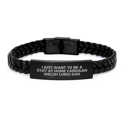 Funny Cardigan Welsh Corgi Dad Gifts from Friends - Interlaced Leather Bracelet for Birthday Unique Gifts for Men - Image 1