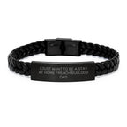 French Bulldog Dad Gifts, Funny Interlaced Leather Bracelet for Birthday, 'I Just Want To Be A Stay At Home French Bulldog Dad', Gifts from Men to Family and Friends