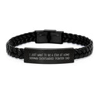 Funny German Shorthaired Pointer Dog Gifts for Men - 'I Just Want To Be A Stay At Home German Shorthaired Pointer Dad' Interlaced Leather Bracelet for Christmas Unique Gifts from Friends and Family
