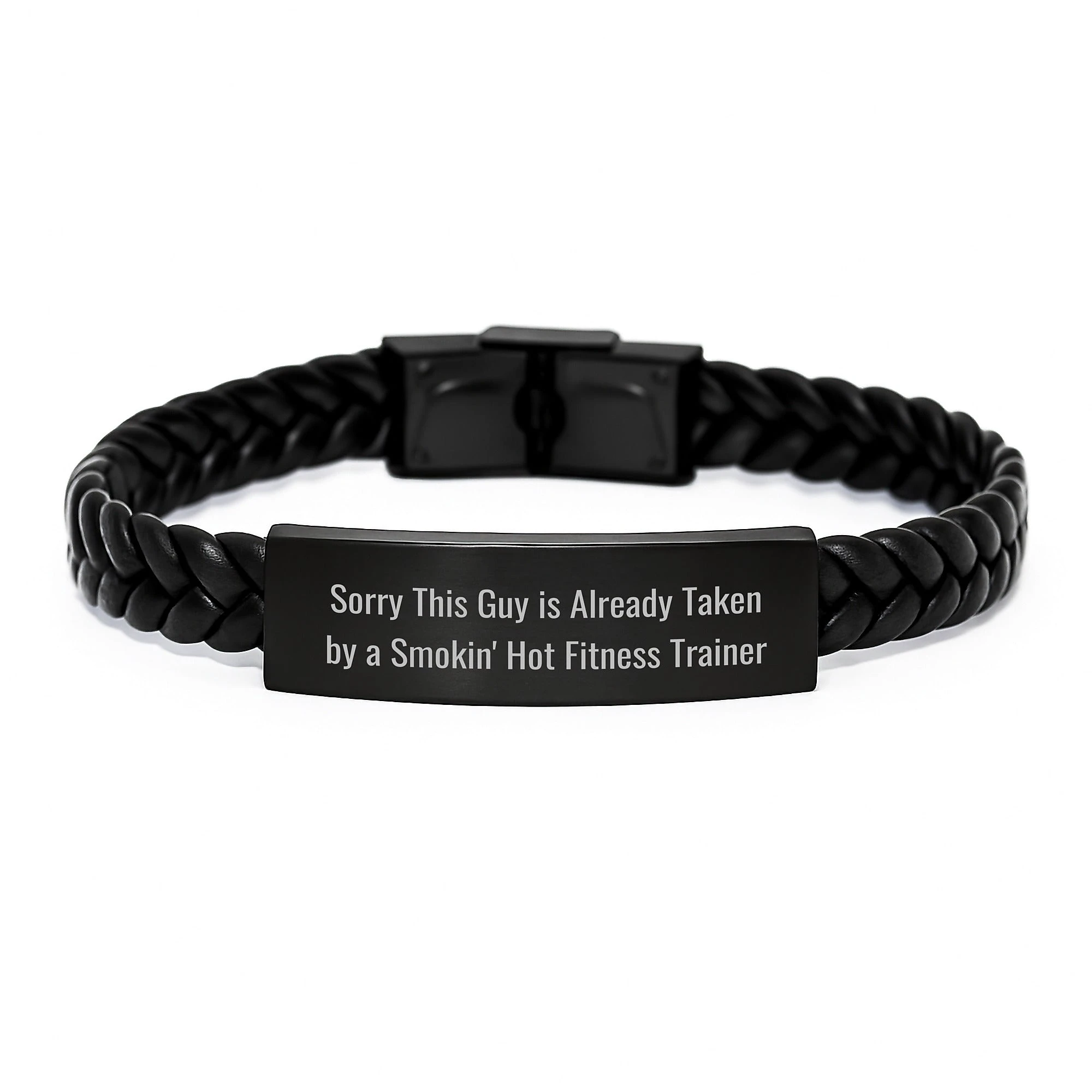 Funny Fitness Trainer Gifts for Him - Gifts from Friends Christmas Unique Presents - Interlaced Leather Bracelet with Quote Sorry This Guy Is Already Taken