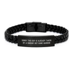 Gifts from Men to Friends - Funny Game Warden Interlaced Leather Bracelet, Sorry This Guy Is Already Taken By A Smokin' Hot Game Warden, Christmas Unique Gifts
