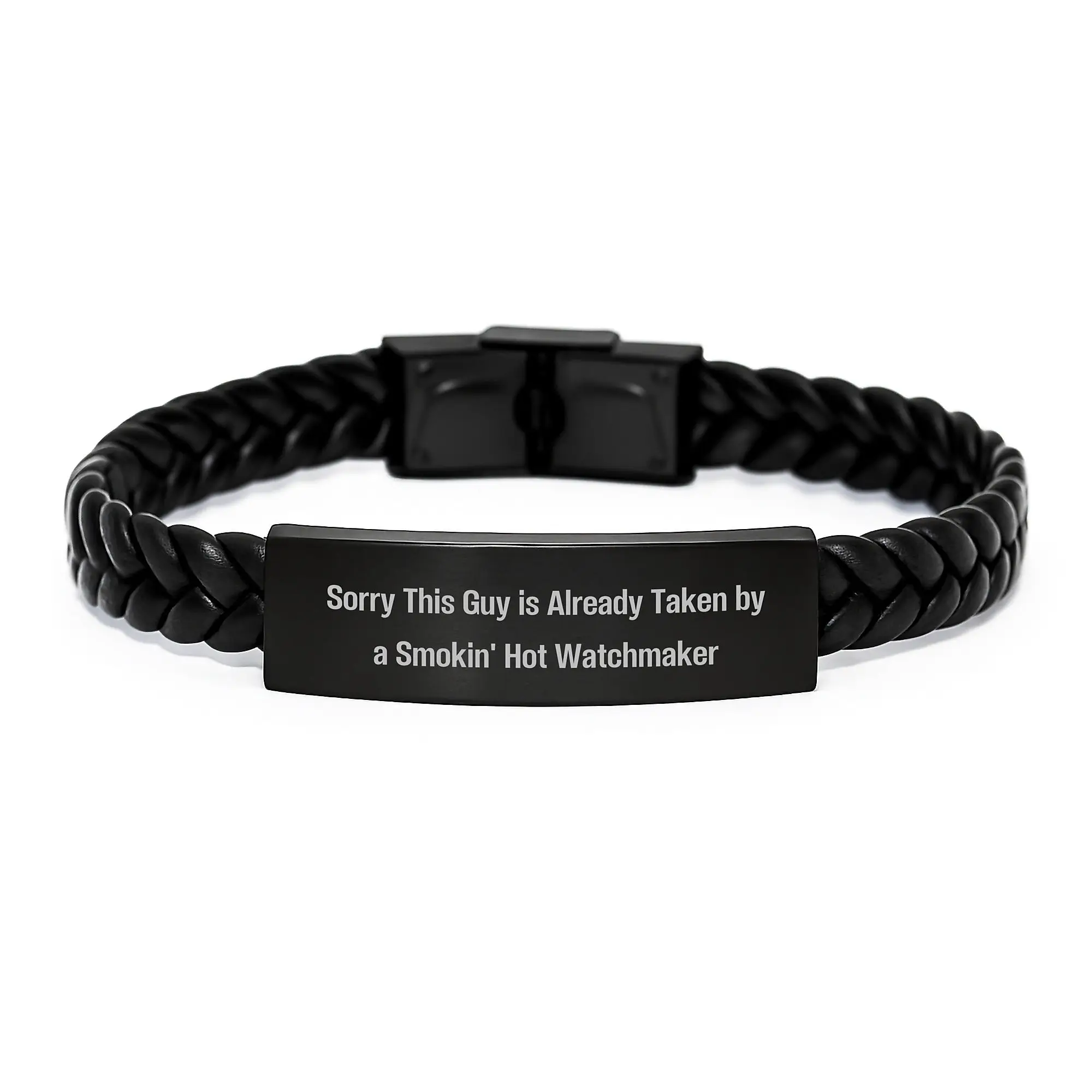 Funny Watchmaker Birthday Unique Gift - Interlaced Leather Bracelet for Men from Watchmaker - Stainless Steel PU Leather Watch Accessory, Unique Birthday Presents - Image 1