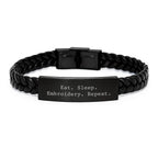 Funny Embroidery Gifts from Men to Women Friends for Christmas Unique Interlaced Leather Bracelet