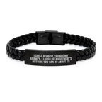 Funny Grampy Gifts, Interlaced Leather Bracelet, Birthday Unique Gifts for Men, Gifts from Family to Grampy, I Smile Because You Are My Grampy - Image 1