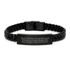 Funny Fiance Gifts from Men for Fiance - Interlaced Leather Bracelet with Engraved Stainless Steel, Valentine's Unique Gifts for Sweetheart