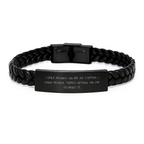 Funny Stepdad Gifts from Men, Unique Interlaced Leather Bracelet for Dad, Inspirational Quote - I Smile Because You Are My Stepdad, I Laugh Because There's Nothing You Can Do About It! - Image 1