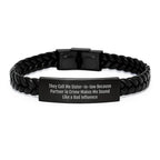 Funny Sister-in-law Gifts from Men - They Call Me Sister-in-law Because Partner In Crime Makes Me Sound Like A Bad Influence - Valentine's Unique Gifts for Sister-in-law - Interlaced Leather Bracelet