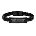 Funny Stepsister Gifts Christmas Unique Interlaced Leather Bracelet with Engraved Stainless Steel Partner in Crime Quote Gifts from Family for Stepsister