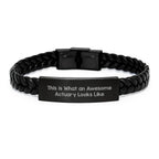 Funny Actuary Gifts for Him, Unique Valentine's Presents from Friends, Interlaced Leather Bracelet for Actuary Men with 'This Is What An Awesome Actuary Looks Like' Quote