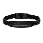 Aerospace Engineer Gifts for Men, This Is What An Awesome Aerospace Engineer Looks Like, Interlaced Leather Bracelet with Stainless Steel, Gifts from Men for Valentine's Unique Gifts