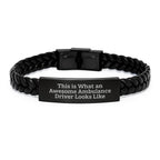 Awesome Ambulance Driver Gifts from Men, Ambulance Driver Interlaced Leather Bracelet, This Is What An Awesome Ambulance Driver Looks Like, Valentine's Unique Gifts for Ambulance Driver Men