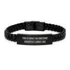 Awesome Architects Gifts for Him Interlaced Leather Bracelet with Stainless Steel Engraved Funny Quote Valentine's Unique