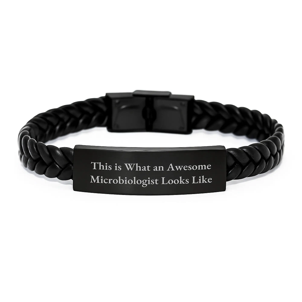 Funny Microbiologist Birthday Unique Gifts from Friends - Unique Interlaced Leather Bracelet for Microbiologist Men, Gift Ideas for Microbiologist - Image 1