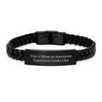 Funny Supervisor Gifts from Friends, Inspirational Interlaced Leather Bracelet for Men or Women, Graduation Unique Gifts