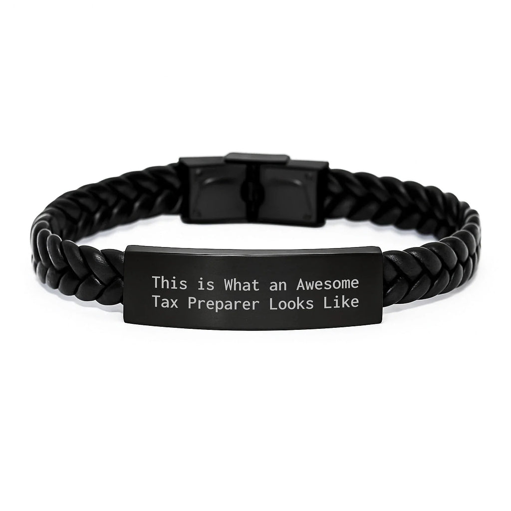 Tax Preparer Gifts, Inspirational Quote, Interlaced Leather Bracelet, 7.87 inches, Gifts from Friends, Gifts for Tax Preparer, Graduation Unique Gifts