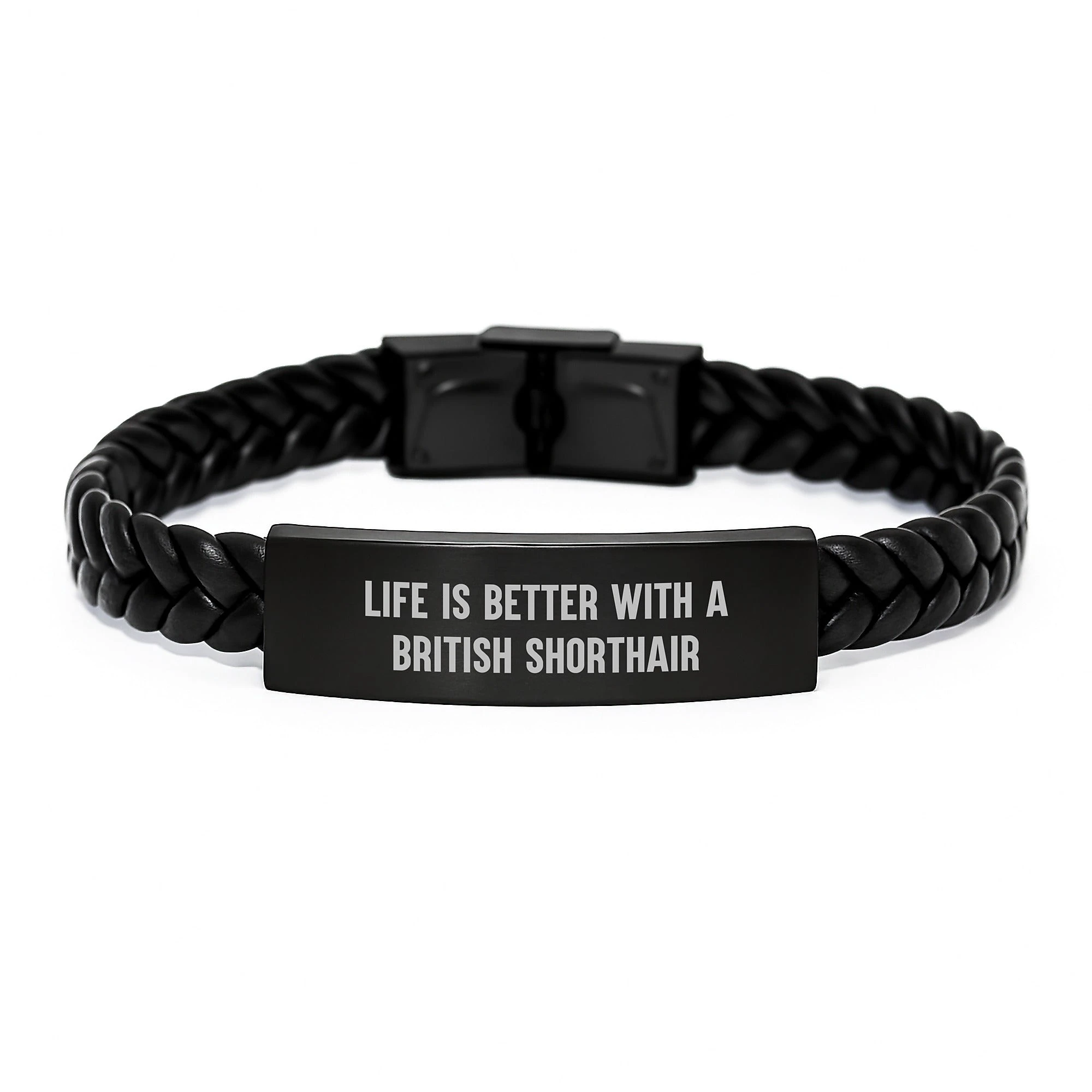 British Shorthair Cat Inspirational Gifts from Men to Women Valentine's Interlaced Leather Bracelet - Life Is Better With A British Shorthair