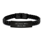 Russian Blue Cat Lover Gifts, Interlaced Leather Bracelet, Funny Quote - Gifts from Men to Russian Blue Cat Friends, Valentine's Unique Gifts
