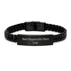 Ragamuffin Cat Lover Gifts from Mom, Best Ragamuffin Mom Ever Quote, Interlaced Leather Bracelet Valentine's Unique Gifts for Cat Enthusiasts