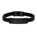 Funny Domestic Medium Hair Cat Dad Gifts, Interlaced Leather Bracelet