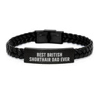 Funny British Shorthair Cat Dad Gifts - Interlaced Leather Graduation Accessories for Men, Women, Friends, Coworkers, Family