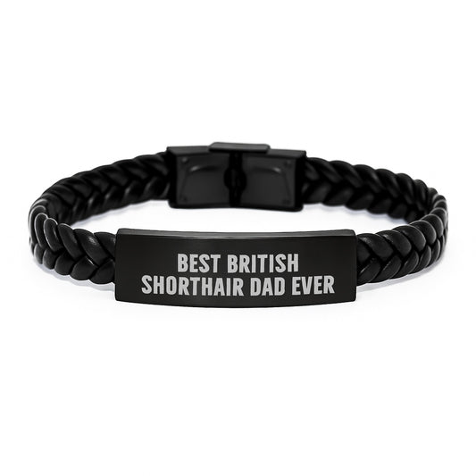 Funny British Shorthair Cat Dad Gifts - Interlaced Leather Graduation Accessories for Men, Women, Friends, Coworkers, Family - Image 1