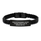 Computer Programmer Funny Quote Interlaced Leather Bracelet, Gifts from Men to Women Friends Coworkers Family, Unique Valentine's Gifts for Him Her Techie