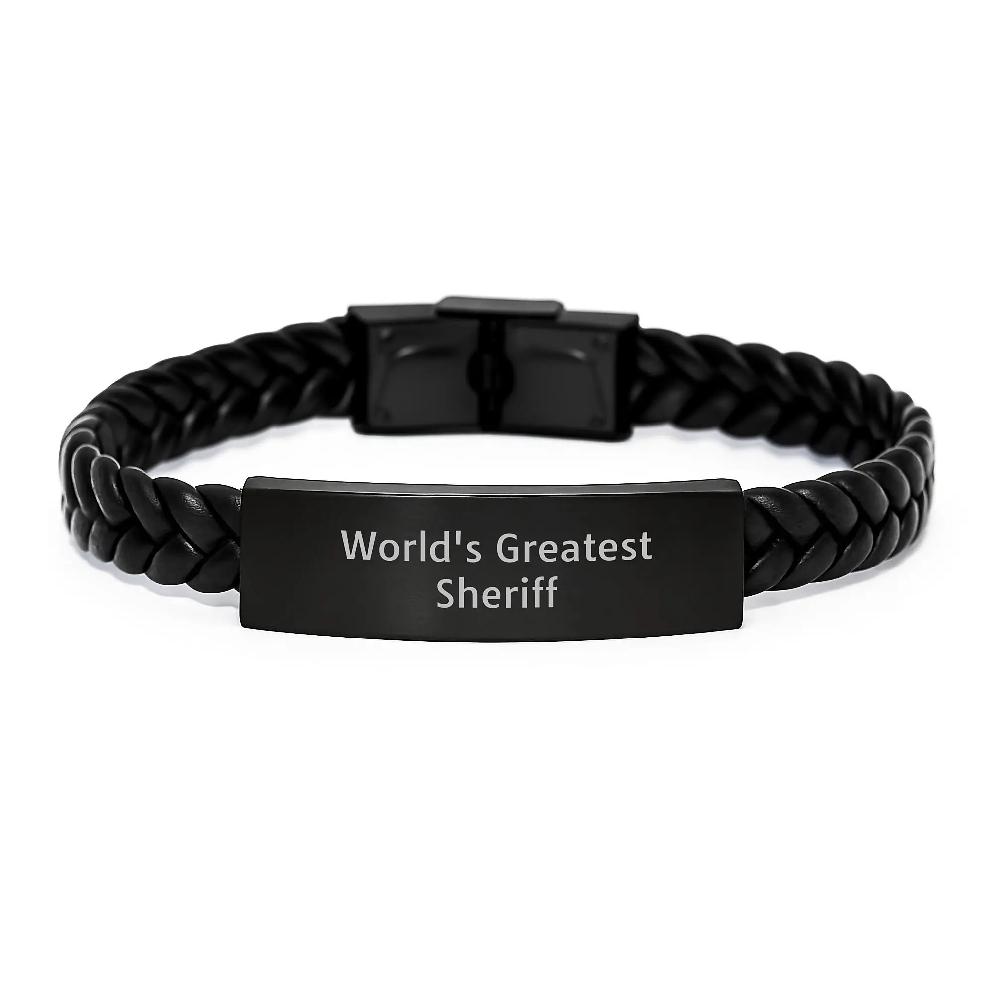 Funny Sheriff Gifts from Men to World's Greatest Sheriff Sheriff Interlaced Leather Bracelet for Father's Day Unique Gifts - Image 1