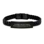 Funny Oncologist Gifts Men Interlaced Leather Bracelet Birthday Unique Presents from Friends - Image 1