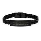 Gifts from Family to Personal Care Aide, Inspirational Interlaced Leather Bracelet for Men and Women, Funny Quote Christmas Unique Gift