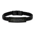 Funny Musician Gifts for Men, Interlaced Leather Bracelet with Stainless Steel, Christmas Unique Presents from Sweetheart