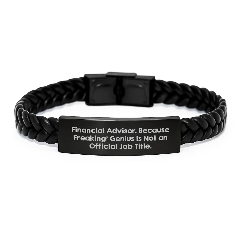Financial Advisor Keepsake Leather Bracelet for Him Birthday Gift - Image 1