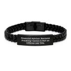 Financial Advisor Keepsake Leather Bracelet for Him Birthday Gift - Image 1